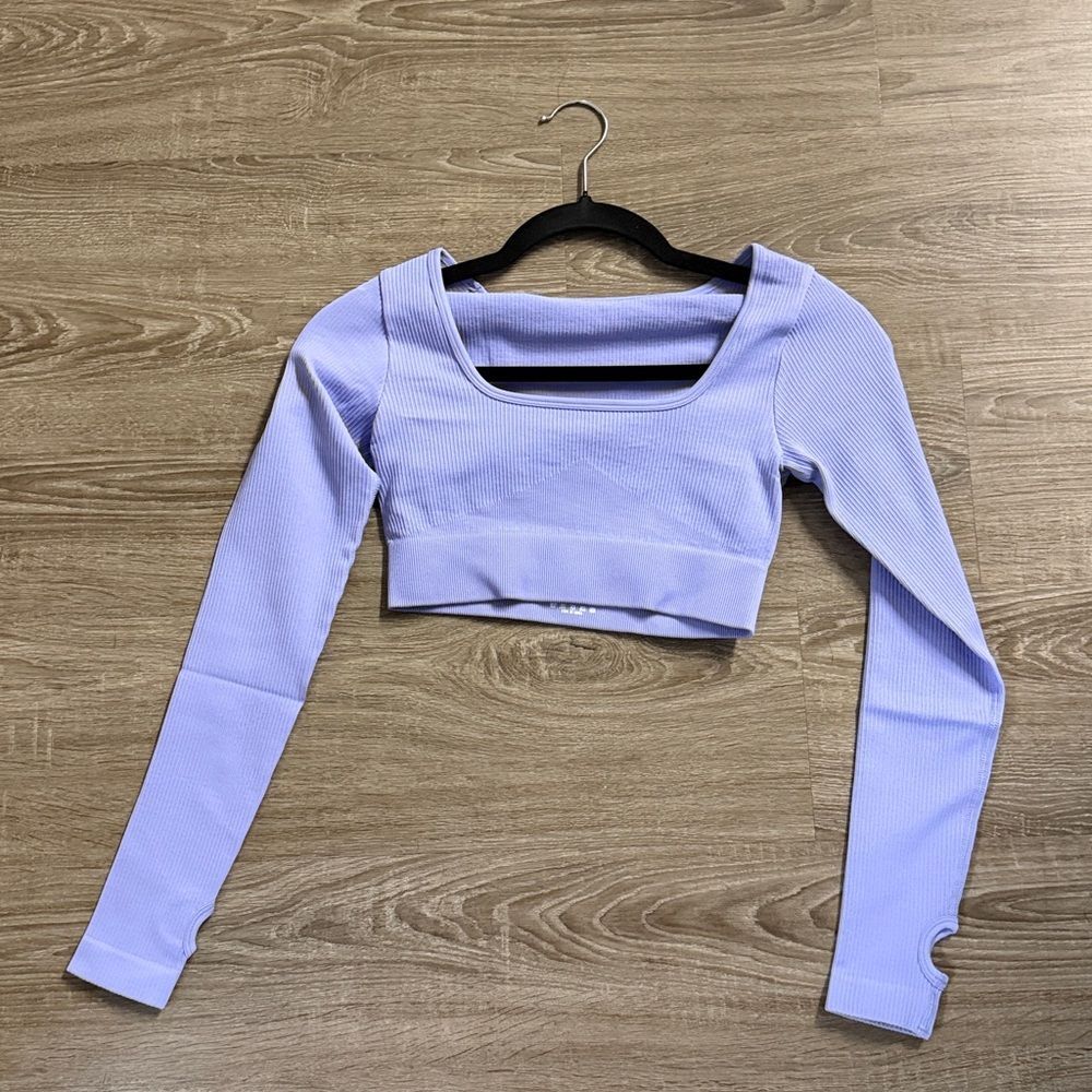 Oqq Purple, Long Sleeve Crop